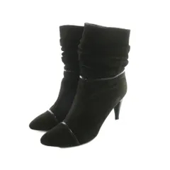 銀座かねまつ GINZA Kanematsu ショートブーツ ハイヒール アーモンドトゥ スエード 23.5cm 黒 ブラック /AS ■OS