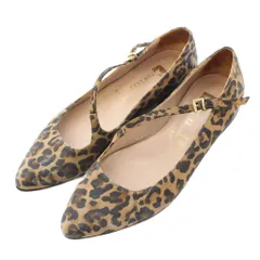 パスクッチ PASCUCCI ストラップパンプス ポインテッドトゥ ローヒール レオパード ヒョウ柄 37 茶 ブラウン /BB