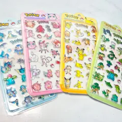 ポケモン ぷっくりシール 4枚セット 3D 立体 ドロップシール 硬いタイプ