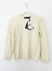 ポロラルフローレン レディース セーター ケーブルニット 長袖 クルーネック クリーム ウール80% カシミヤ20% Polo Ralph Lauren  全国送料無料※一部除く