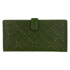 genten(ゲンテン) 長財布 - ダークグリーン×カーキ カッティング加工 レザー