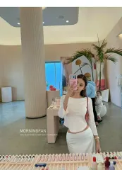 ドゥヌーヴ パリジャンヴァイブ ヘイリー レース 裾 ボートネック スリム Tシャツ