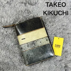 TAKEO KIKUCHI タケオキクチ ヴィンテージ レザー 二つ折り財布 ラウンドジップ