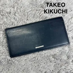 TAKEO KIKUCHI タケオキクチ 長財布 レザー ブラック プレートロゴ