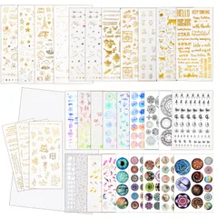 FUNSHOWCASE ステッカー レジンシート 宇宙 動物 花 蝶 レジン封入用 デコ素材 シール シリコンモールド 手作り 17種類 33枚セット