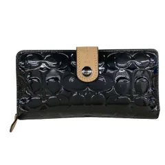 COACH(コーチ) 長財布 シグネチャー柄 黒×ベージュ レザー