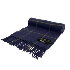 Barbour(バーブァー) マフラー美品  - ネイビー×ダークネイビー×ベージュ チェック柄 ウール