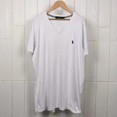 ポロ ラルフローレン　​POLO RALPH LAUREN　Vネック　Tシャツ　ホワイト　XLサイズ　ワンポイント刺繍 メンズ