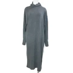 グリーンレーベルリラクシング ユナイテッドアローズ green label relaxing ニットワンピース ロング 長袖 タートルネック フリーサイズ グレー /X