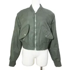 ザラ ZARA ボンバージャケット ショート 中綿 ブルゾン ジップアップ XS 160/80A オリーブ /X