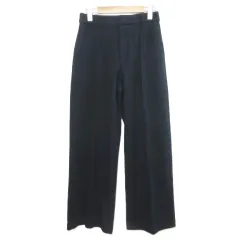 ユニクロ UNIQLO 24AW ブラッシュドジャージーワイドパンツ 221-470731 クリースステッチ M 紺 ネイビー /X