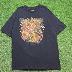 HARLEY-DAVIDSON バイク レースクイーン 両面プリント T-sh  Tシャツ Y2K サイズ メンズXL ストリート アメカジ 古着 b26032095【Tシャツ】