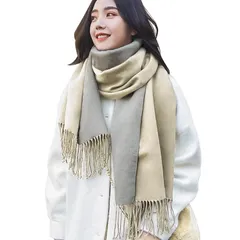 クリスマスプレゼント おしゃれ ふわふわ 暖かい 男女兼用 防寒 フリンジ付き 無地 襟巻き スカーフ 両面使える ショール リバーシブル 大判 ストール 秋冬定番 カシミヤタッチ 厚手 レディース マフラー [Trnvco]