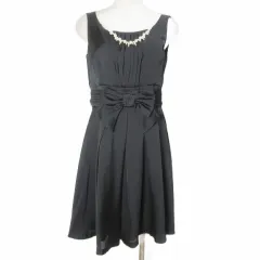 レッセパッセ LAISSE PASSE ワンピース ひざ丈 ノースリーブ ネックレス風 リボンベルト サンプル 黒 ブラック /X