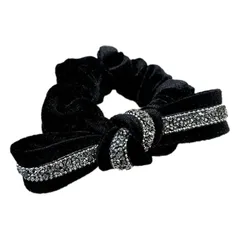 アレンジ 髪ゴム ポニーテール ヘアアクセサリー ツインテール 髪留め ヘアカフ 大人可愛い ヘアアクセ 痛くない ベロアラインストーン ヘアタイ 上品 リボンシュシュ おしゃれ かわいい MILASIC 冬素材 まとめ髪