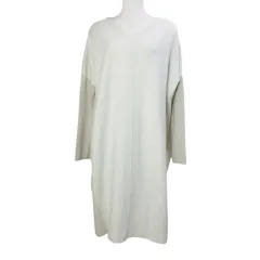 ビームスハート BEAMS HEART 異素材カット ニットワンピース 43-26-0180-213 ロング 長袖 Vネック ドロップショルダー ベージュ /X