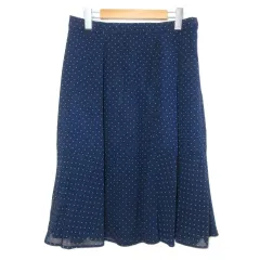 アリスバーリー Aylesbury 美品 大きいサイズ ドットスカート フレア ひざ丈 水玉 13 XL相当 紺 ネイビー /X