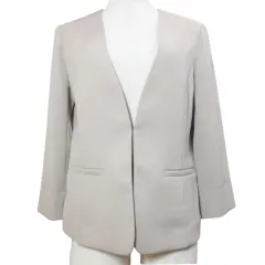 ナチュラルビューティーベーシック NATURAL BEAUTY BASIC 美品 ポリエステルドビージャケット ノーカラー 7分袖 S グレージュ 0170255401 /X