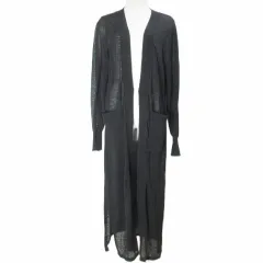 ジョセフ JOSEPH 美品 22SS ロングカーディガン リネン混 長袖 ボタンレス M 黒 ブラック /X