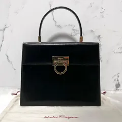 ◇極美品◇フェラガモ　ガンチーニ　ハンドバッグ　カーフレザー　ブラック