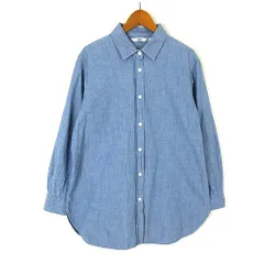 ユニクロ UNIQLO コットン シャンブレー ロング シャツ ブラウス オーバーサイズ 長袖 S ライトブルー