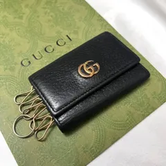 ◇美品◇グッチ GGマーモント 6連キーケース レザー ゴールド金具×ブラック