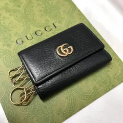 ◇美品◇グッチ GGマーモント 6連キーケース レザー ブラック×ゴールド金具