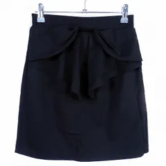 エージーバイアクアガール AG by aquagirl 台形スカート ミニ ウエストゴム リボン 無地 M 黒 ブラック ボトムス /T2