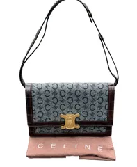 超美品◆本物CELINEセリーヌCマカダム柄ヴィンテージVintageデカゴールド金具クロコ3wayクラッチバッグ腋下斜め掛けショルダーバッグユニセックス