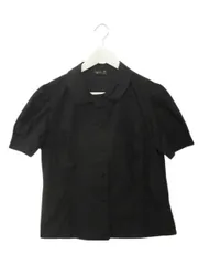 アニエスベー agnes b. ボタンシャツ ブラウス 42 パフスリーブ 刺繍 ブラック 黒 トップス