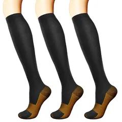 【新品】 [MOOKISOO] 3足組 着圧ソック ハイソックス メンズ レディース スポーツソックス ひざ下ソック男女兼用 大きい 加圧ソックス圧着弾性靴下 ビジネスロングホーズ