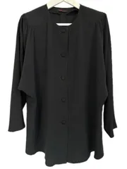 シセンドウ 詩仙堂 HITOSHI TAMURA  ちりめん 縮緬 ブラウス チュニック ジャケット 切替 ブラック 黒 長袖 トップス 上着