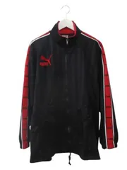 プーマ PUMA トラックジャケット L~O ジップアップ ブルゾン ジャージ 刺繍 プリント ブラック 黒 アウター 上着