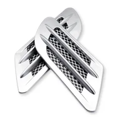 calm wish ダミー ダクト ボンネット フロント ボディ フェンダー エアロ エアー インテーク カスタム ドレス アップ メッキ調 2個 汎用 [メッキ]