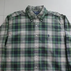 90s ポロラルフローレン ブラックウォッチ CHECK ボタンダウン Oxford シャツ L