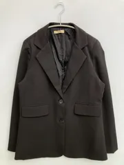 ggsing テーラードジャケット ブラック 無地 ミドル丈 フードなし シングル