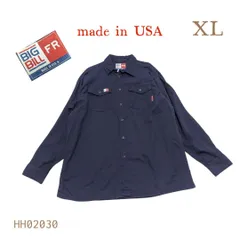 HH02030 USA製BIG BILLワークジャケットシャツXLネイビーツイルFRのサムネイル