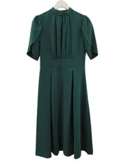 ダーマコレクション dama collection トリアセ混ジョーゼットチューリップ袖ワンピース 半袖 ロング 7AR グリーン 緑