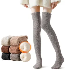 【新品】 [CPFR] レディース ハイソックス もこもこ靴下 冬【極厚雲感裏パイル・ニーハイソックス】 ふわふわ 暖かい 冷え対策 厚手 防寒 保温 美脚 着圧 ルームソックス 通学 通勤 自宅 就寝 プレゼント