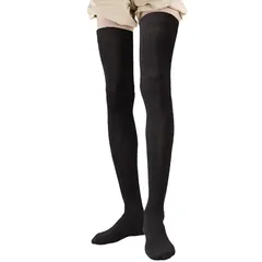 【新品】 [MOOKISOO] 総丈90cm メンズ 超ロング サイハイソックス 綿 太もも丈 女性用 男性用 女装 柔らか 着圧 オーバーニーソックス ロングソックス ニーハイ ソックスコットン 美脚 防寒 防風 保温 靴下 ブラック 無地 25cm～28c