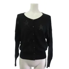イーハイフンワールドギャラリー E HYPHEN WORLD GALLERY カーディガン 長袖 スター 黒 ブラック F