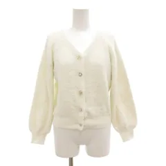 ミッシュマッシュ MISCH MASCH カーディガン F Vネック ショート丈 ビジューボタン 長袖 白 ホワイト /AE