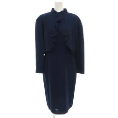 ミラショーン mila schon フォーマル ワンピース ロング 長袖 ウール フリル 紺 ネイビー /GV