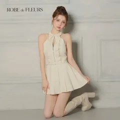 ROBE de FLEURS ローブドフルール fm4157［レースハイネックセットアップフレアミニキャバドレス] Ivory