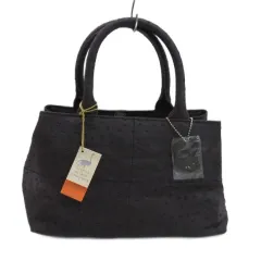 レオ ヴァレンチノ REO VALENTINO オーストリッチレザー ハンドバッグ ダークブラウン