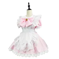 新品 [MEYOIJK] メイド服 コスプレ 萌え コンカフェ メイド 定番 ショート丈 可愛い レース メイドコスチューム 5点セット ロリータ ワンピース レディース メンズ 大きいサイズ 仮装 ハロウィン 女装 人気 学園祭 撮影 (ピンク XL)