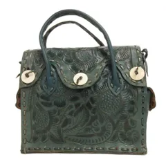 カービングトライブス グレースコンチネンタル CARVING TRIBES トートバッグ ハンドバッグ レザー 花柄 型押し 青 ブルー ■TC