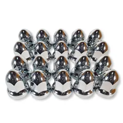 Lezalic トンガリ ナットキャップ 33mm H60 ISO クロームメッキ ドレスアップ アメリカン ユーロ カスタム トラック ダンプ デコトラ 汎用品 (20個セット(+予備)) [20個セット(+予備)]