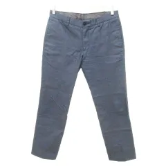 グリーンレーベルリラクシング ユナイテッドアローズ green label relaxing パンツ スラックス センタープレス 無地 薄手 Mサイズ 青 ブルー ■YHS9