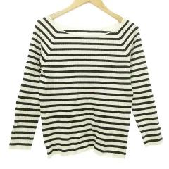 アプワイザーリッシェ Apuweiser-riche ボーダー リブ ニット カットソー 長袖 トップス 2 白黒 ■YHS2